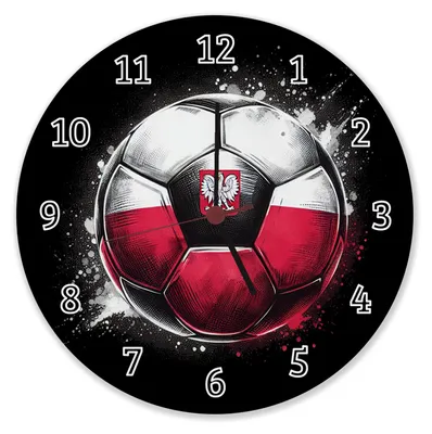 Produktbild von Fußball Polen Flagge Wanduhr aus Alu