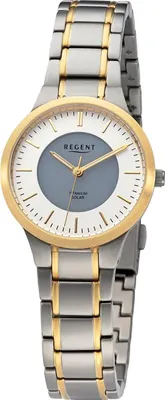 Produktbild von Regent Damen Uhr Metallarmband Metall Armbanduhr Analog silber gold URBA713