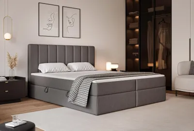 Image de Lit rembourré LEO 180 × 200 cm, lit double / lit pour adolescent, lit classique, lit avec coffre de rangement et surmatelas, coloris Herbi 30