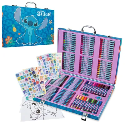 Productafbeelding van Disney Frozen Prinses Stitch Tekenkoffer met 130 onderdelen - Tekenspullen in een koffer met kleurplaten, stiften voor kinderen, schoolbenodigdheden (meerkleurige Stitch set)