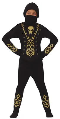 Produktbild von Schwarzer Ninja Kostüm für Jungen, Gr. 98-146, Größe:98/104