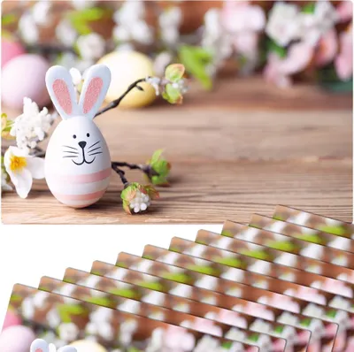 Produktbild von Abwaschbare Tischsets 12er Set Ostern Blumen & Hase