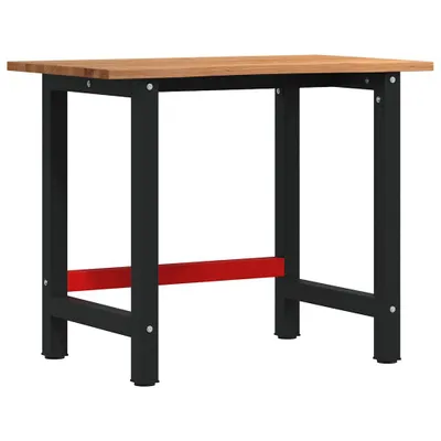 Imagen del producto de Banco de trabajo vidaXL, color marrón claro, 100x60x81,5 cm, madera maciza de roble