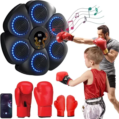 Productafbeelding van Muziek Boksmachine - Slimme Ponsmuur - Thuis Fitness - LED Ritme Licht - 40x40x6 cm - Zwart