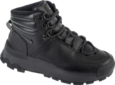 A black Nike winter boot is shown against a white background.