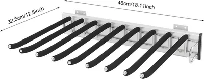 Produktbild von Schrank Hosenhalter - ausziehbarer Hosenständer - 9 Stangen - rechts montierbar - rutschfest, belastbar 14–16 kg - 46x32,5 cm