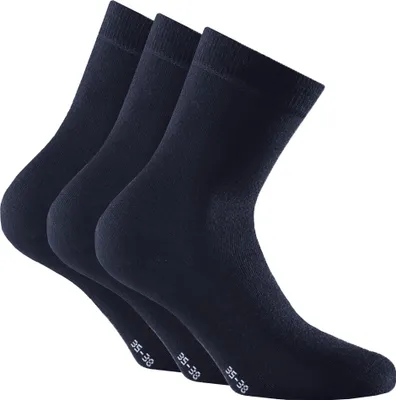 Produktbild von Rohner Basic Uni Socken, 3er Pack - Soft Touch, Kurzsocken, Viskose-Mix Blau 39-42