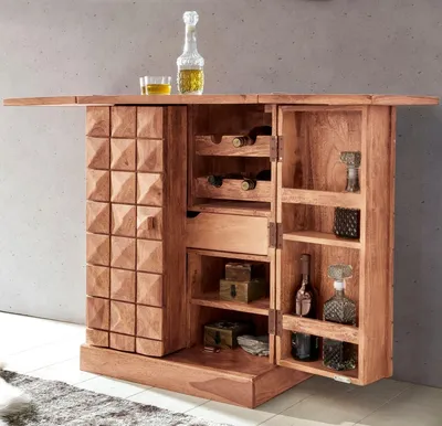 Produktbild von Barschrank >WL1.736< in Akazie, Massivholz - 65x91x50cm (BxHxT)
