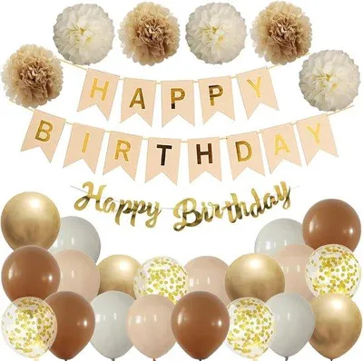 Immagine prodotto di Set di decorazioni di compleanno verde/oro – Palloncini, nastri e freccia di compleanno – Decorazioni per feste per bambine