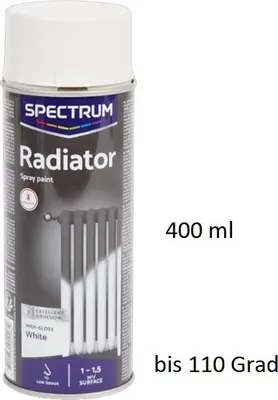 Produktbild von Spectrum Sprühfarbe für Heizkörper  400 ml | Weiß Hochglanz, max 110 Grad Spray