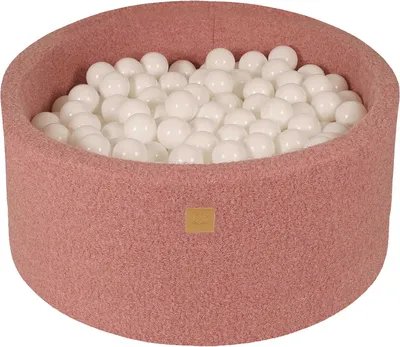 Produktbild von MeowBaby Boucle Rosa Bällebad rund 90x40cm, bälle: Weiss
