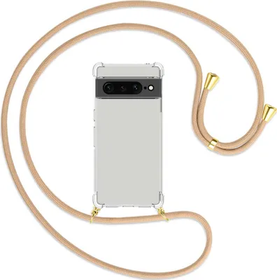 Produktbild von Handykette Backcover-Schutzhülle mit Band (Metall goldfarben) für Google Pixel 7 Pro - beige