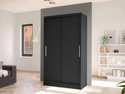 Obrázok produktu pre Úzka šatníková skriňa 100 cm s posuvnými dverami ARAPO 1 - čierna