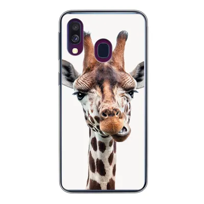 Produktbild von MuchoWow® Handyhülle Schutzhülle Hülle für Samsung Galaxy A40 Jungen - Giraffe - Tiere - Kopf - Porträt - Kind - Mädchen Silikon Softcase Handy Hülle - Handy-Tasche