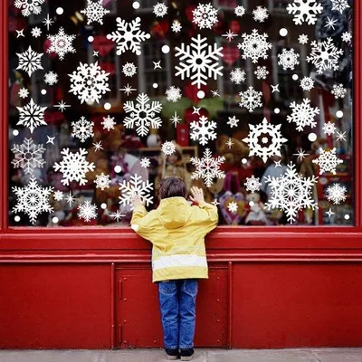 Immagine prodotto di Decorazioni natalizie per finestre: adesivi invernali bianchi innevati
