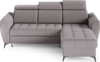 Produktbild von Universal Ecksofa mit Schlaffunktion und Bettkasten, Eckcouch L-Form  Sofagarnitur Sofa Wohnlandschaft,  Couch für Wohnzimmer, Schlafsofa - Ottomane links als auch rechts montierbar - Ecksofa IDAHO I Dunkelgrau (Castel 93)