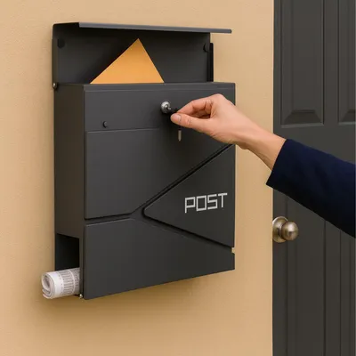 Immagine prodotto di Cassetta postale con fessura per giornali - Acciaio nero opaco