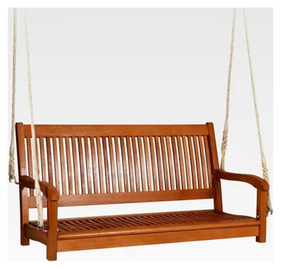 Produktbild von Schaukelbank, 2-Sitzer Hängebank für den Garten, belastbar bis 360 kg, aus Eukalyptusholz, für Terrasse, Garten und Balkon