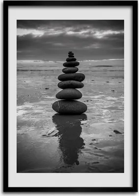 Produktbild von Bild - Bilderrahmen - Foto - 70 cm x 100 cm - MDF - Rahmen - Wandkunst - Steine ​​am Strand