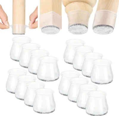 Produktbild von Aneaseit Stuhlbeinkappen - 38 mm - 16 Kappen Rund & Transparent - Stuhlbeinschoner aus Silikon mit Filz auch für Tischbeine, Sessel oder Gartenmöbel -