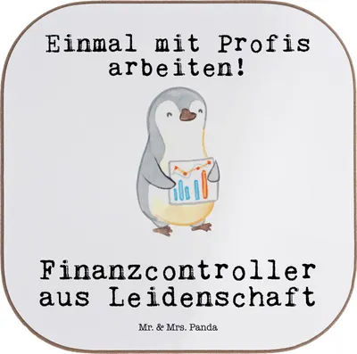 Produktbild von Mr. & Mrs. Panda Tischuntersetzer Finanzcontroller Leidenschaft - Weiß - Geschenk, Untersetzer für Gläser, gläseruntersetzer, Tassen, Tassenuntersetzer, Holzuntersetzer