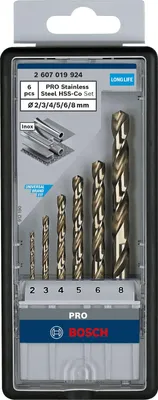 Immagine prodotto di Bosch Robust Line HSS-Co, DIN 338 - Set di punte per trapano - per metallo - 6 pezzi - 5 mm, 6 mm, 8 mm, 4 mm, 3 mm, 2 mm