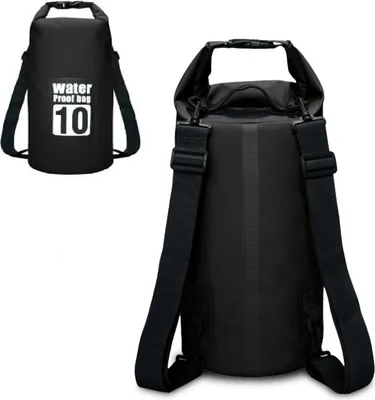 Produktbild von Drybag wasserdichter Seesack, Rollbeutel, Rucksack, Wassersack - schwarz, 10L