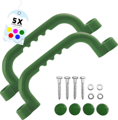 Produktbild von GO!elements Haltegriff und Spielhaus Zubehör Outdoor | Klettergriffe Kinder Outdoor | Haltegriffe Spielturm oder Baumhaus Zubehör inkl. Befestigungsmaterial | Paarweise (2 Stück), Farbe: Grün