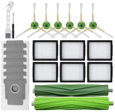 Produktbild von Staubsaugerzubehör - Zubehörset - geeignet für iRobot Roomba-Staubsauger (i7, i7+, E5, E6, 800/900-Serie) - 2 Hauptbürsten, 6 Filter, 6 Seitenbürsten und 6 Staubbeutel
