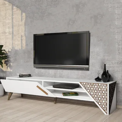 Obrázek produktu pro Skye Decor, Beril 2 - Bílá, TV stolek, bílá, 100 % MELAMÍNEM POTŘENÉ DESKY, 180 x 40 x 37 cm