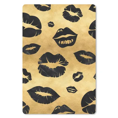 Produktbild von MuchoWow® Mauspad Mousepad Muster - Kuss - Gold - Schwarz 18x27 cm - Mousepads - Maus Mat - Pad - Mausunterlage