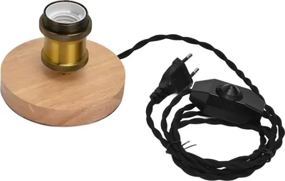 Zdjęcie produktu dla Oprawka do lampy z drewna w stylu vintage z przyciskiem ściemniania do żarówek E27/E26 do domu i sypialni