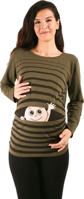 Produktbild von Umstandsshirt Langarm Winke Winke mit Motiv Schwangerschaft M.M.C.