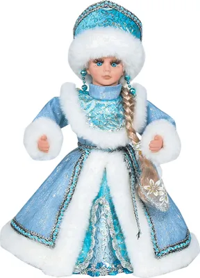 Produktbild von Dekofigur Schneemädchen Sneguratschka hellblauer Pelzmantel mit Süßigkeitenfach 35cm Winter