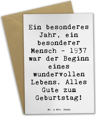 Produktbild von Mr. & Mrs. Panda babykarte Spruch 1937 Geburtstag - Weiß - Geschenk, Erinnerungen, valentinstagskarte, Geburtstagswünsche, weihnachtskarten, Grußkarte, Grußkarten, Alter