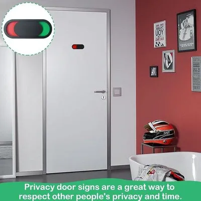 Productafbeelding van Set Deurbordjes - Bezet Vrij - Privacy Aangeven - Schuifmechanisme - 2 Stuks - Mat Zwart