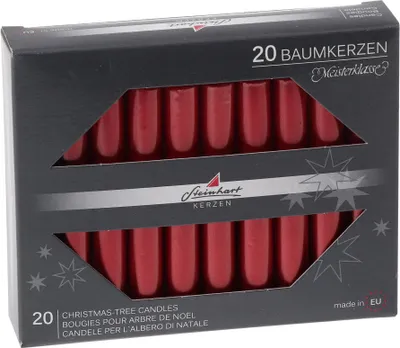 Produktbild von Baumkerzen Edelglanz Rubin Rot 95 x Ø 13 mm, 20 Stück
