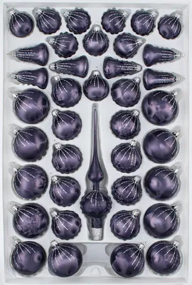 Produktbild von 39 tlg. Glas-Weihnachtskugeln Set in "Ice Graphit Silber" Regen