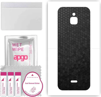 Produktbild von apgo Rückseite Schutzfolie, Skin, kompatibel mit Nokia 6300 4G, Hinten Displayschutzfolie aus Vinylfolie, kratzfest, einfache Montage - Schwarze Honigwabe