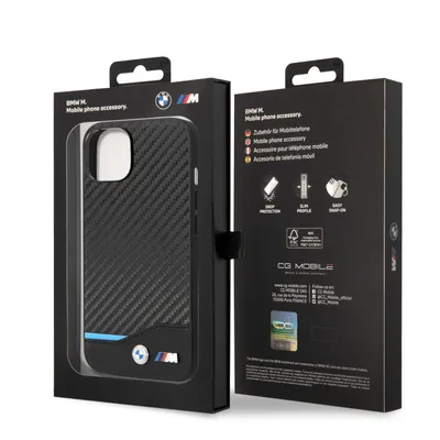 Zdjęcie produktu dla Etui Bmw Bmhcp14S22Nbck Iphone 14 / 15 / 13 6.1 Czarny/Black Leather Carbon