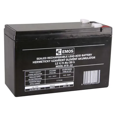 Obrázok produktu pre EMOS Bezúdržbová olovená batéria 12V 9Ah faston 6,3 mm
