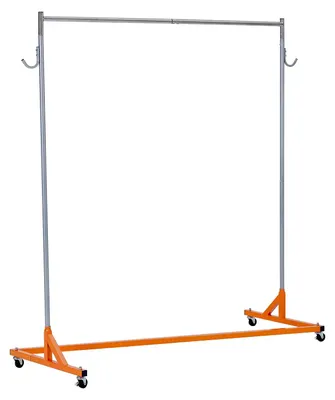 Produktbild von Z-Basis-Kleiderständer - Mobiler Gewerbe-Kleiderständer - Edelstahl - 360° drehbare Rollen - Einstufig - 180 × 51 × 160 cm - Orange