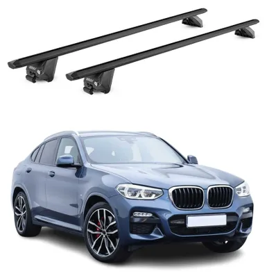 Image de Barres de toit transversales pour BMW X4 G02 2018-2025 Alu Noir 2 pièces ABE, Image générée par une IA