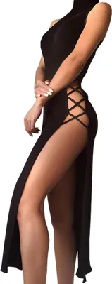 Productafbeelding van Bodycon cocktailjurk lang met hoge split en veters, mouwloos, Y2K-stijl voor dames