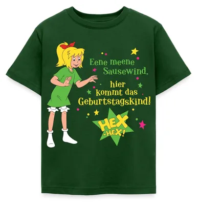 Produktbild von Spreadshirt Bibi Blocksberg Geburtstag Bibi & Spruch Kinder T-Shirt, 110/116 (5-6 Jahre), Forstgrün