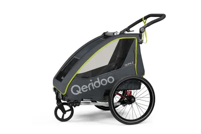 Produktbild von Qeridoo QUPA 2 - Kinderfahrradanhänger für 2 Kinder, Farbe: Lime, KI-generiertes Bild