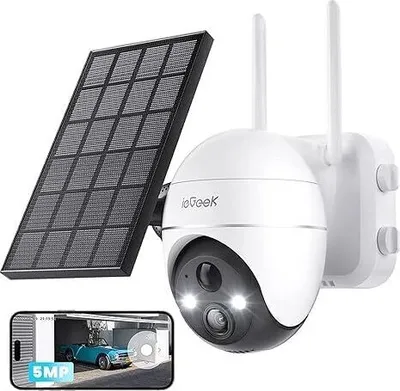 Produktbild von 5MP PTZ Überwachungskamera Aussen WLAN mit Solarpanel 4DBi WLAN-Antenne Alexa Kamera
