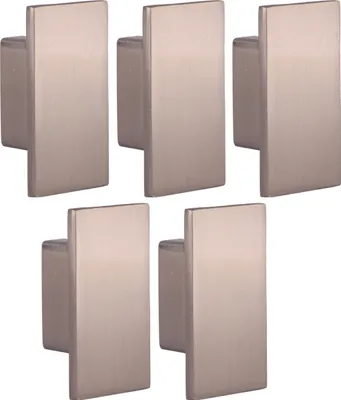 Produktbild von Natural Goods Berlin Möbelgriffe RECHTECK, 16mm Lochabstand, Schrankknöpfe passend für 15-22mm Türstärken, Griffe für Küchenschränke, Kommoden, Sideboard etc., Edelstahl-Optik, 5 Stück