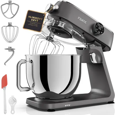 Obrázek produktu pro Fentic Kuchyňský robot 1800W, 7L nerezová mísa, Hnětač na chlebové & pizza těsto, Planetární pohyb, 10 rychlostí časovač & ochrana proti rozstřiku