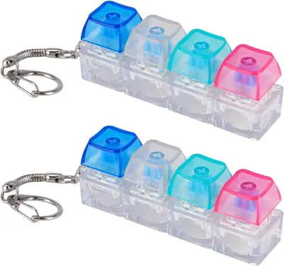 Produktbild von 2 Stück Clicker Tastatur Fidget Set, Mattiert Halbtransparent Fidget Toys Erwachsene in 4 Farbigen Tasten, Tragbarer Tastatur Schlüsselanhänger
